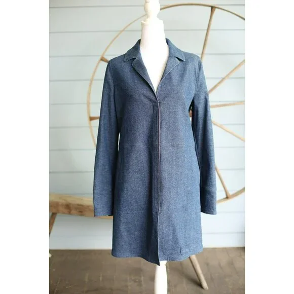 $4,100 Loro Piana Cedric Stretch Cotton/Elastane Denim Coat Size 42 NWT